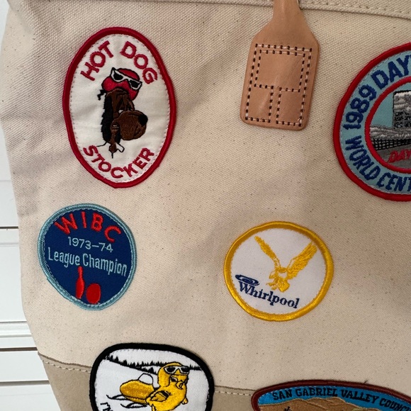 Heritage Leather Co VINTAGE PATCH  TOTE Canvas Tote With Suede Daytona 500 Patch - Picture 2 of 6